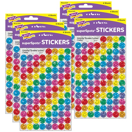 Trend Enterprises Colorful Smiles superSpots Stickers-Sparkle, PK2400 T46505